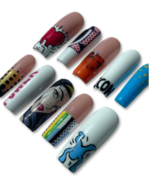 Press-on nails Pop So'Claws - design pop art multicolore